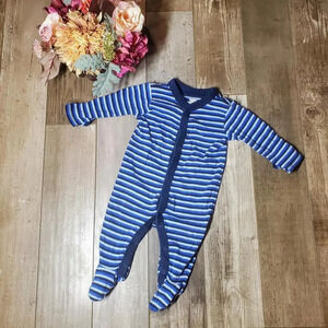 Old Navy Blue Striped Pajamas Size 3-6M Footed Jammies